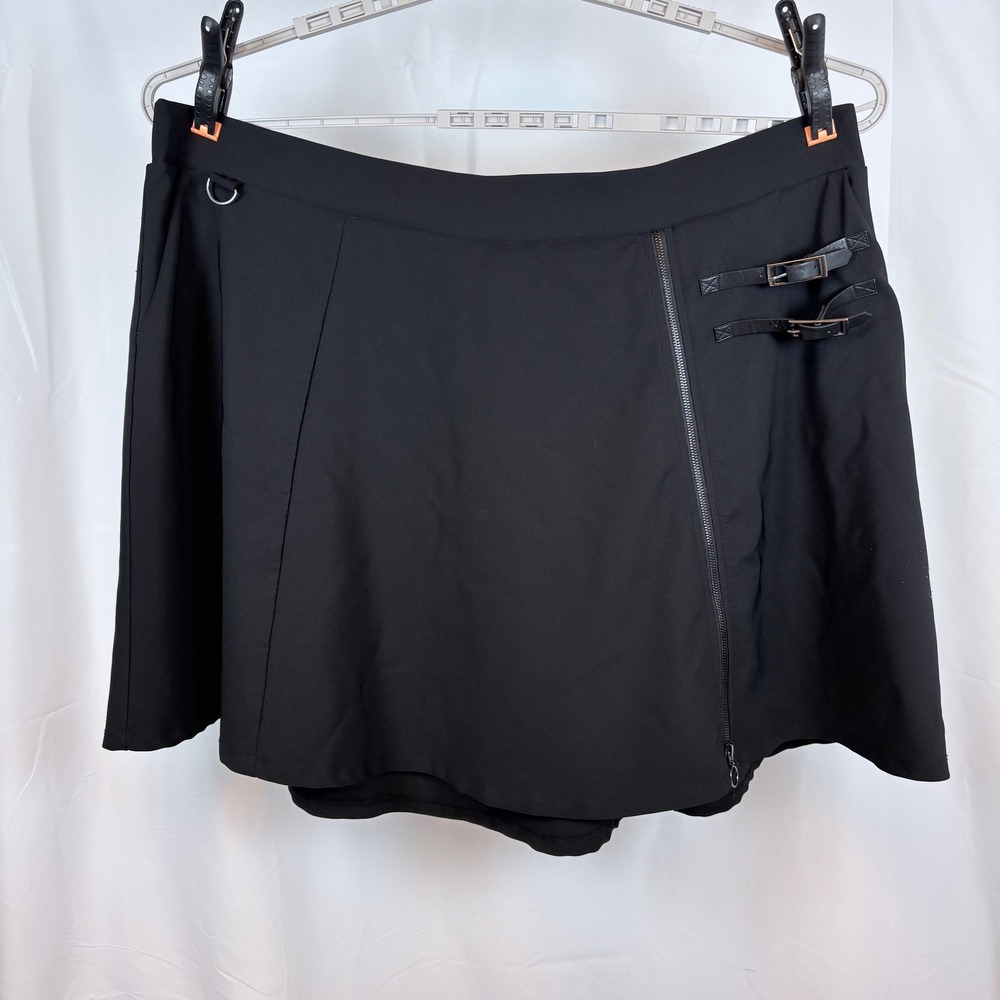 Torrid Nightfall Black Double Buckle Zipper Sz 5 Mini Skirt WitchiGoth Punk